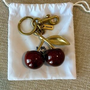 Coach Red Cherry Keychain with Gold Details